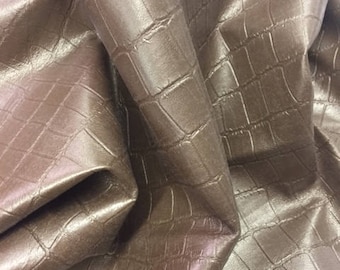 Metallic Bronze Croco Embossed Lambskin Leather Sheet