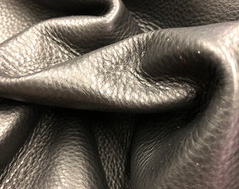 BLACK LEATHER COWHIDE/Genuine top grain cowhide leather hide/ 3-3.5 oz /1.2-1.4mm leather/perfect for handbags,wallets,smaller leather goods
