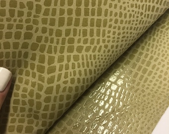 Embossed Crocodile Pigskin Suede Leather Sheet, Beige Tan, 10x10 inch