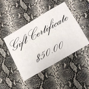 GIFT a GIFT CERTIFICATE in the amount of Fifty Dollars for someone who loves crafting with leather hide, the Best Gift ever!