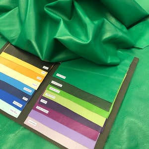 LEATHER GENUINE SKIN, Kelly Green Color &quot;Superb M 7005&quot;  Top Quality Superb Lambskin leather hide,Thickness 0.6-0.8mm,buttery soft skin