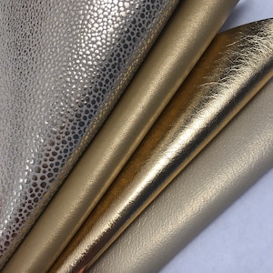 LEATHER 8&quot;x8&quot;/Set of 4/METALLIC Golden leather/pearlized champagne Leather/pale gold metallic/gold stingray/ Thickness 0.7-1.4mm