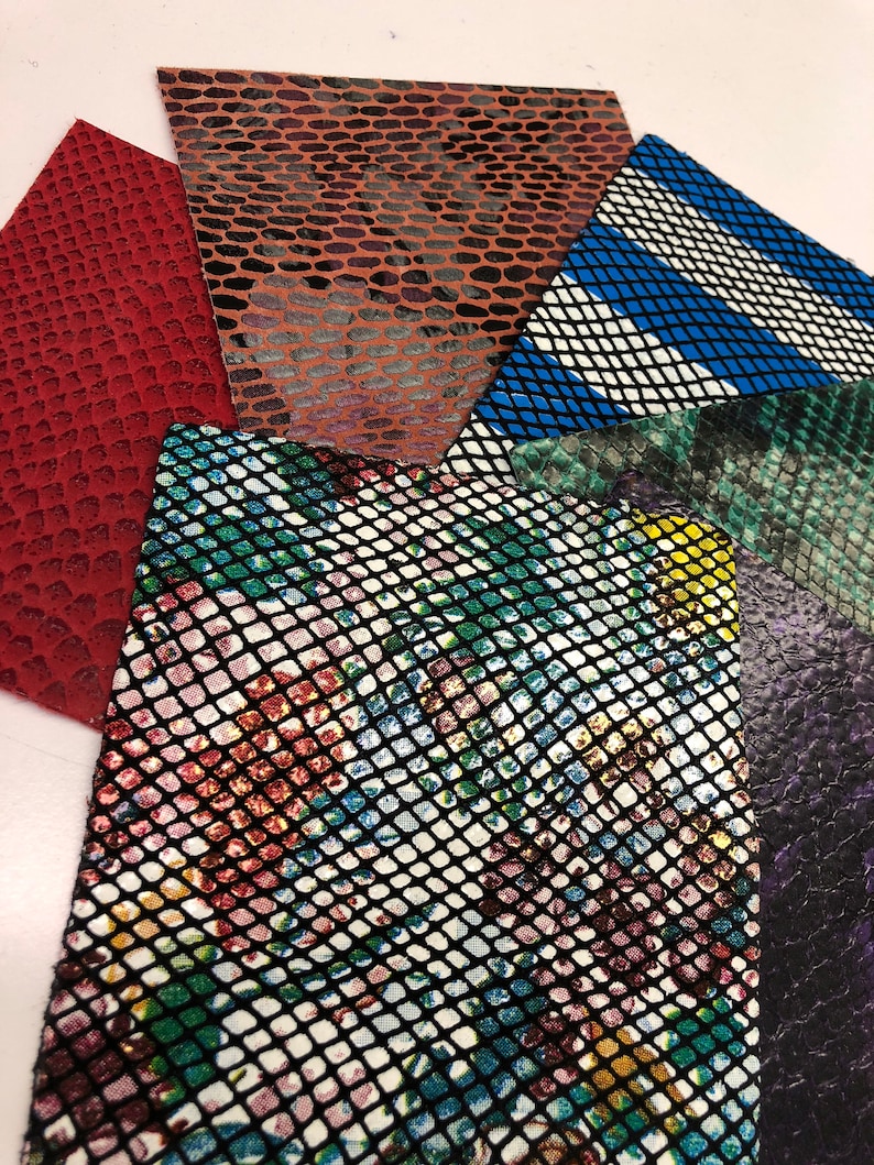 LEATHER GENUINE Leather Sheets similar but not exact as in picture Variety 6 Pack,Size 4\u201dx5.5\u201d Assorted leather 0.6-1.2mm Variety Prints