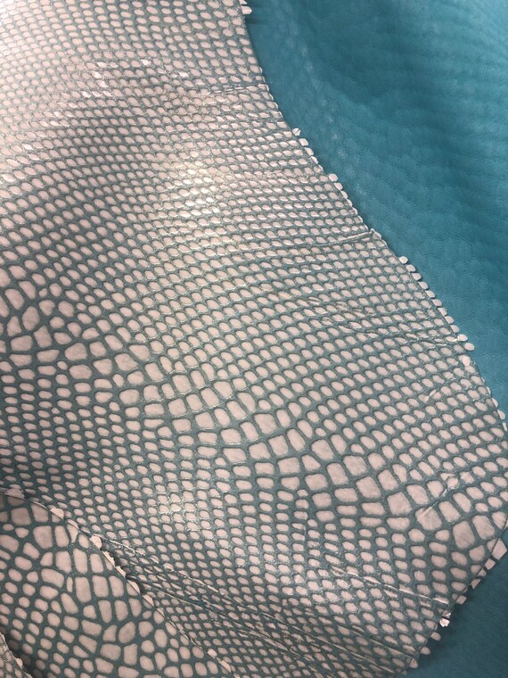 LEATHER PYTHON Turquoise White Snakeskin/genuine | Etsy