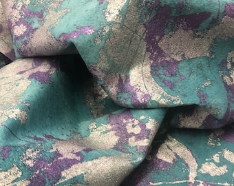 LEATHER Turquoise splash 8"x8" Purple Silver Metallic SUEDE/Thickness 0.7mm/Choose Size or request Custom/Leather Skins Shop