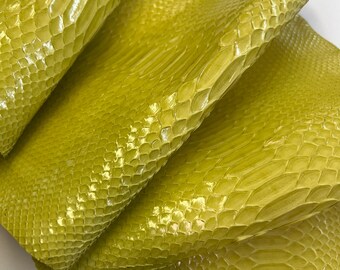 Pastel Yellow Python Snakeskin Leather Skins-Leather Exotic for Handbags- leather Skins for bracelets-leather hides- Leather for accessories