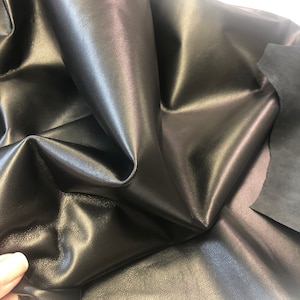 BLACK Leather Finest Black nappa/LEATHER Italian lambskin/Real leather hide skin/soft nappa leather/thickness 0.6mm