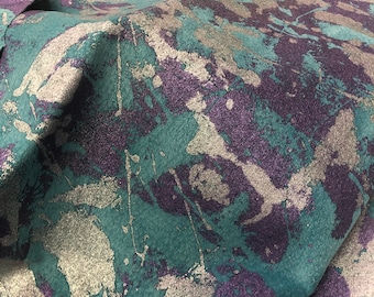 LEATHER Turquoise splash Purple Silver Metallic SUEDE/Thickness 0.7mm/Choose Size or request Custom/Leather Skins Shop