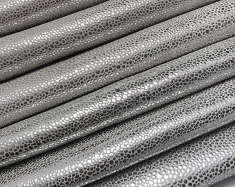Silver Metallic Dots Calfskin Leather Hide, 10"x10"