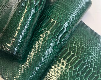 Emerald Python Snakeskin Leather Skins- Leather Exotic for Handbags- leather Skins for bracelets- leather hides- Leather for accessories