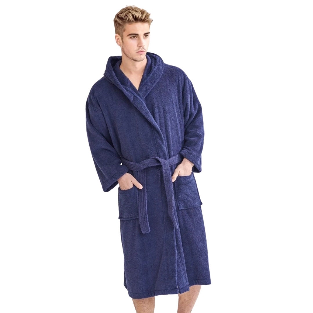 Men's Terry Cloth Hooded Bathrobe - Etsy