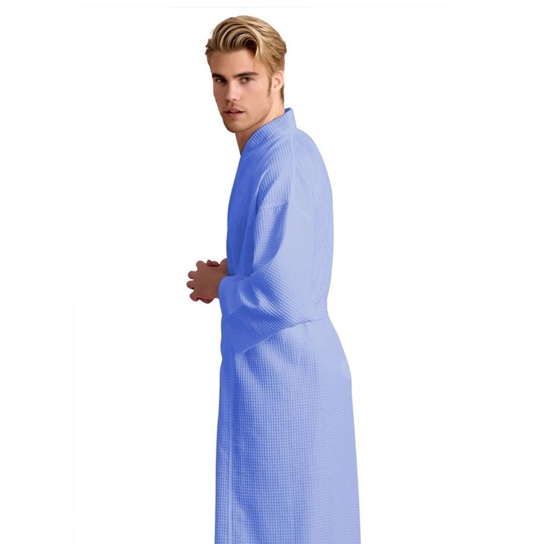 Men's Waffle Weave Stone Cotton Bathrobe Etsy