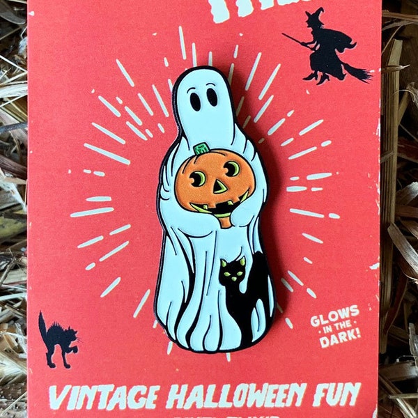 Vintage Halloween Curious Ghost Enamel Pin