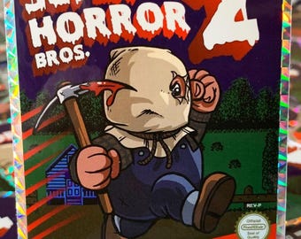 Super Horror Bros Part 2 Prism Sticker, Retro Slasher Horror Hologram Decal