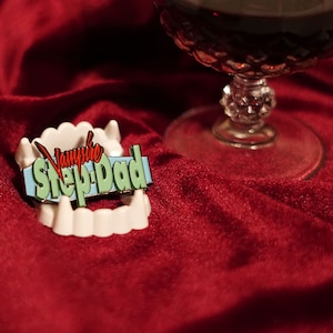Vampire Step-Dad Synthwave Horror Enamel Pin