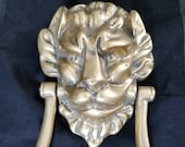 Antique Brass Victorian Weathered Lion Mask Door Knocker from Kent, England 1800 39 s
