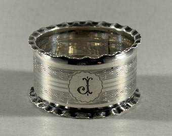 Beautiful Sterling Silver Napkin Ring George V Era 1925 Monogrammed J