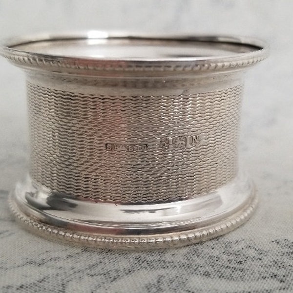 Sterling Silver Napkin Ring 1937 Birmingham, England Hallmarked S. Blanckensee & Son Ltd Engine Turned and Quite Nice!