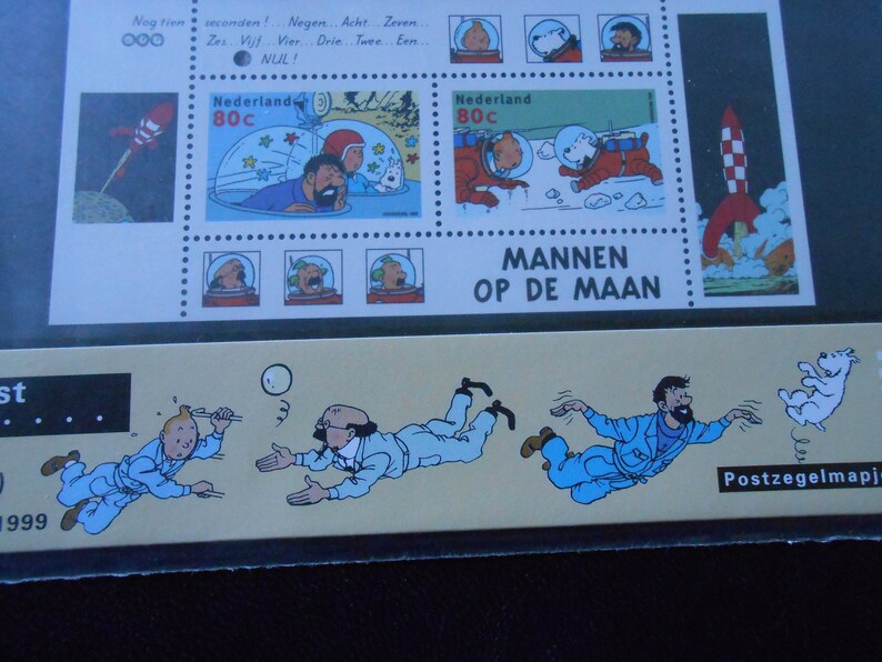Vintage Dutch Postage Stamps Tintin Stamp Folder 216 Unused Men on the