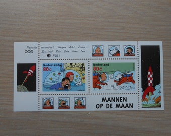 Timbres Hollandais Vintage Tintin Men on the Moon Inutilisé