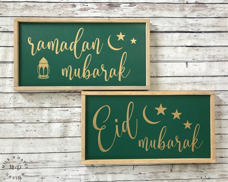 Eid Mubarak Islamic Wood Signs Eid Signs Islamic Home Decor Ramadan Decor READY TO SHIP Eid Mubarak Eid Decor Eid Decoration