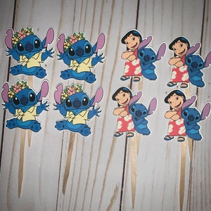 Printable Lilo and Stitch Party Cupcakes Toppers, Stitch Party Cupcakes  Topper, Lilo and Stitch Cupcake Toppers, Printables Party Supplies 