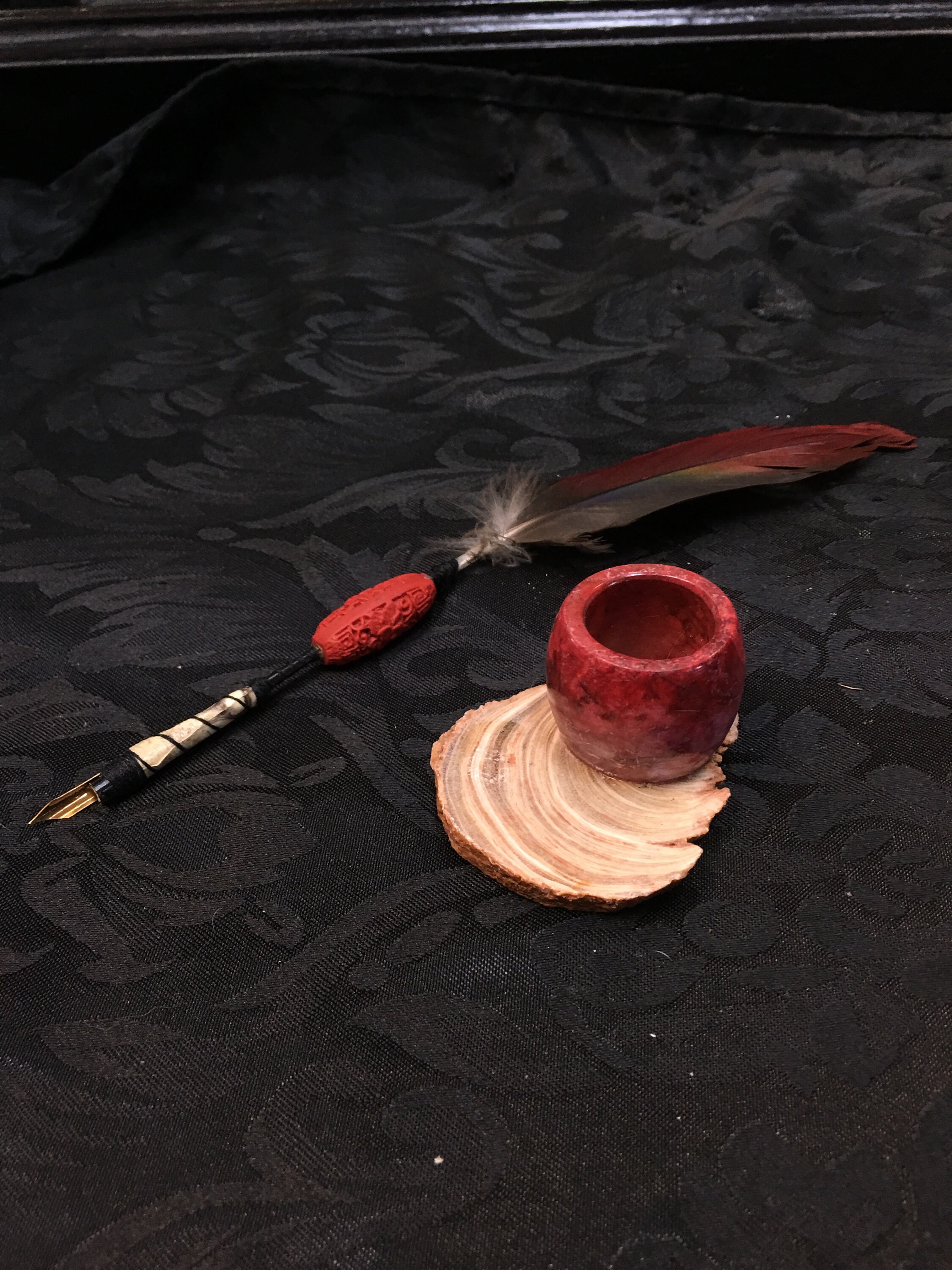 Quill Pen set handmade PARROT PEN jade bone fossil jasper Etsy