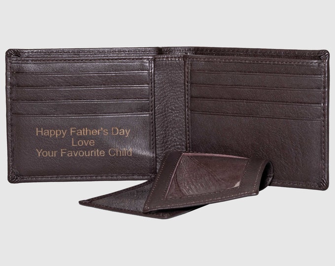Monogrammed and Laser Engraved Men's Leather Wallet