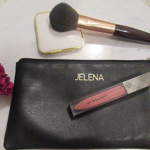 Monogram Leather Makeup Pouch