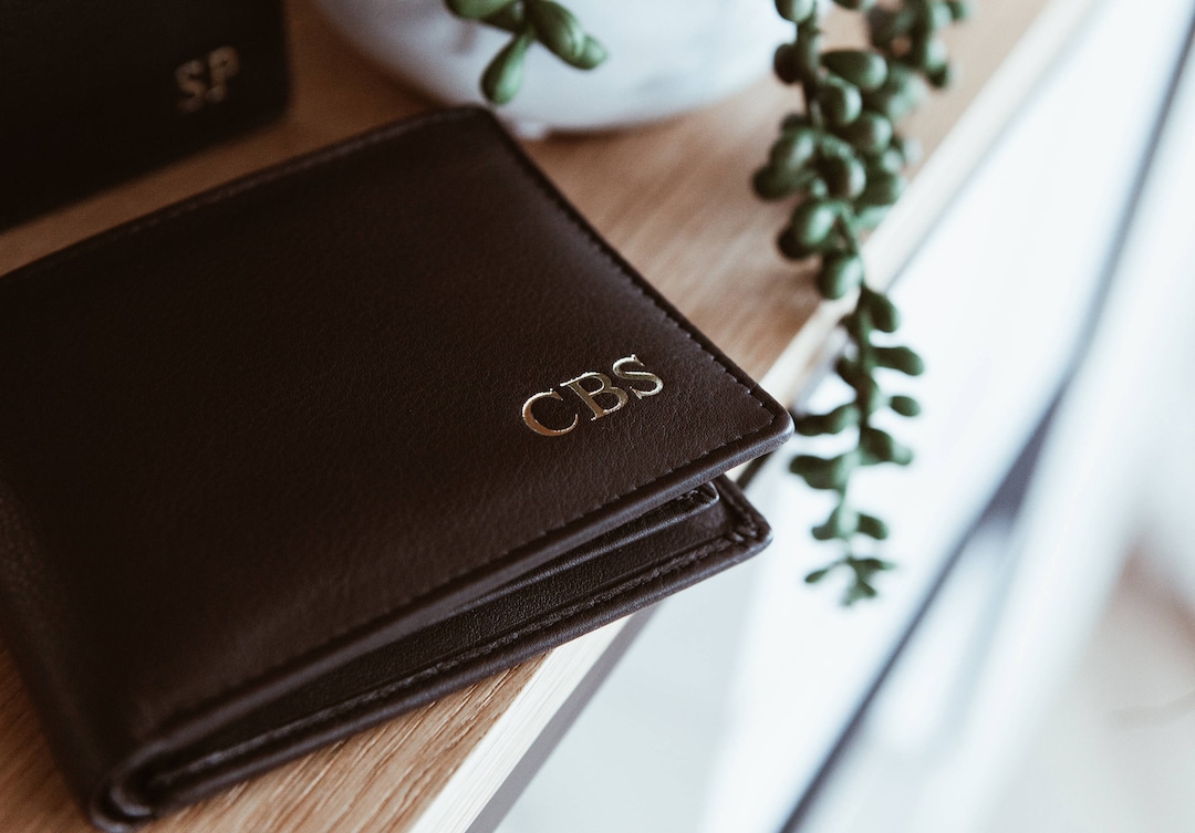Mens Monogrammed Leather Wallet - Etsy