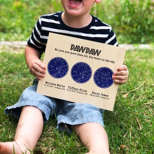Regalo personalizado del Día del Padre para abuelo, Mapa de estrellas personalizado, Regalo de madera, Mapa de constelación para abuelo, Regalo para papá, Regalo de nietos