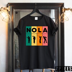 ニューオーリンズ ジャズ デザイン、I heart New Orleans、I heart nola、ジャズ ミュージシャンへのギフト、ニューオーリンズ旅行、マルディグラ、ニューオーリンズ ジャズ T シャツ