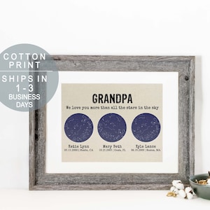 Fathers Day Gift for Grandfather From Grandkids Custom Star Map Personalized Gift For Papa Constellation Print Night Sky Gift Grandpa Gift