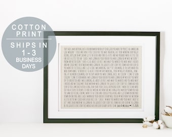 Wedding Anniversary Gift for Bride Custom Framed Song Lyric Print Gift For Her Song Lyrics Wall Art Framed Quotes First Anniversary Gift