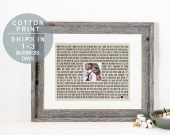 Personalized Photo Frame Wedding Song Lyric Art Framed Song Lyrics Print on Cotton Wedding Anniversary Gift Engagement Gift for Bride Gift