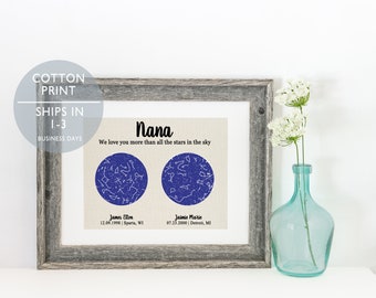 Grandma Gift Mothers Day Gift for Grandmother From Grandkids Custom Star Map Personalized Gift For Nana Constellation Print Night Sky Gift