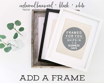 Frame Add-On by Nest and Branch for 5 x 7, 8 x 10 and 11 x 14 print sizes- Wooden frame and glass, Frame ONLY, Ready to Gift