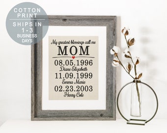 My Greatest Blessings Call Me MOM Child Birth Dates Important Dates Sign Mother Day Personalized Gift for Mom Mothers Day Gift from Son