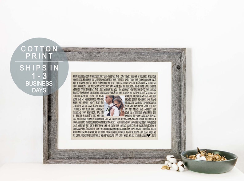 Personalized Photo Frame Wedding Song Lyric Art Framed Song Etsy