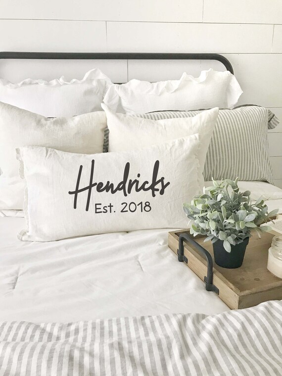 Valentine's Day Gift for Her Mr and Mrs Pillow New Last Name Custom Monogrammed Pillow Wedding Anniversary Gift for Couple Engagement Gift