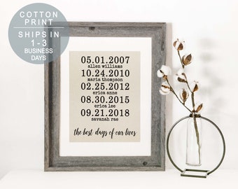 Mothers Day Gift Personalized Kids Names And Dates On Cotton By NnB, Mothers Day Gift From Daughter Gift For Mom Gift Mothers Day Gift