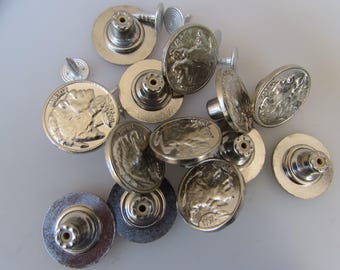 Buffel of Indiaas nikkel knoopstuk 20 mm schacht klinknagelspijkers Fopspenen