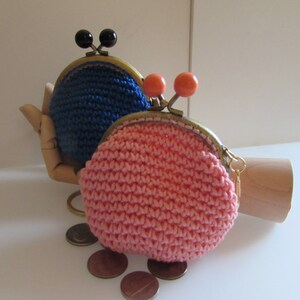 Crochet coin purse bag pouch   with 8.5cm metal frame