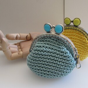 Crochet coin purse, bag, pouch,  8.5cm metal frame