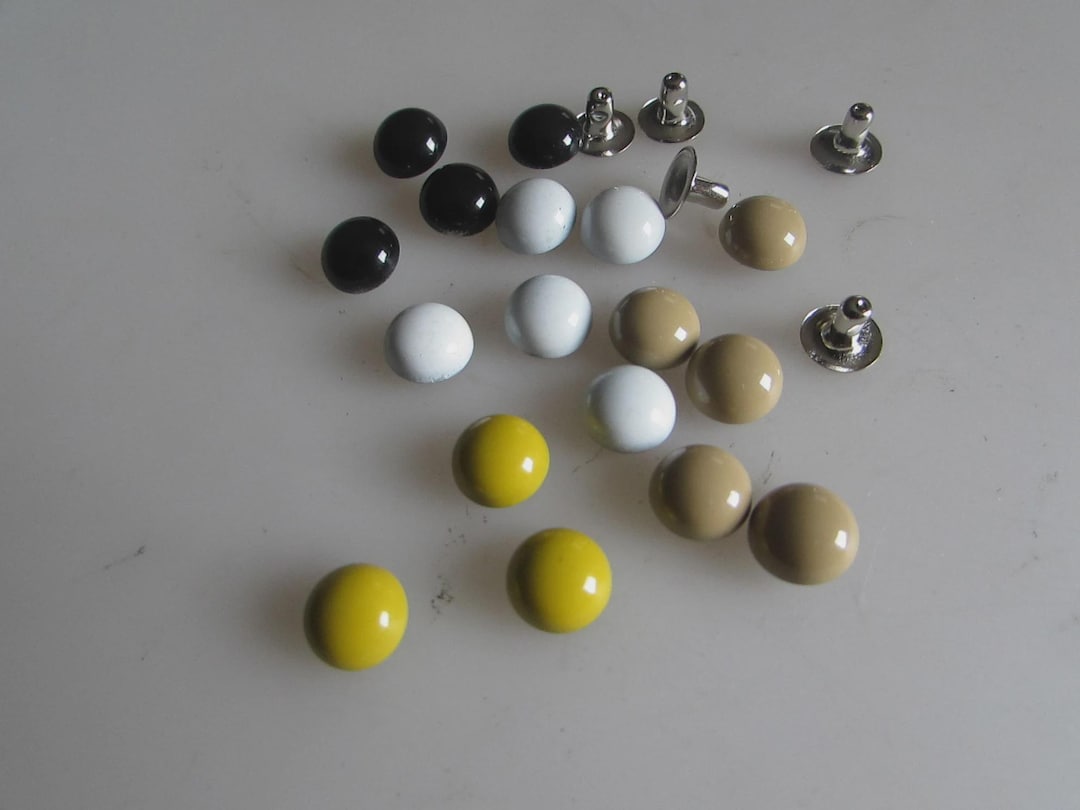 50 Dome Rivets, Colored DIY 7mm, 9mm Yellow ,black, White , Dark Beige ...