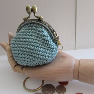 Crochet coin purse, bag, pouch 8.5cm. with metal frame