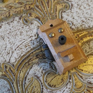 Vintage Dollhouse Miniature Wall Phone Wooden circa 1980s