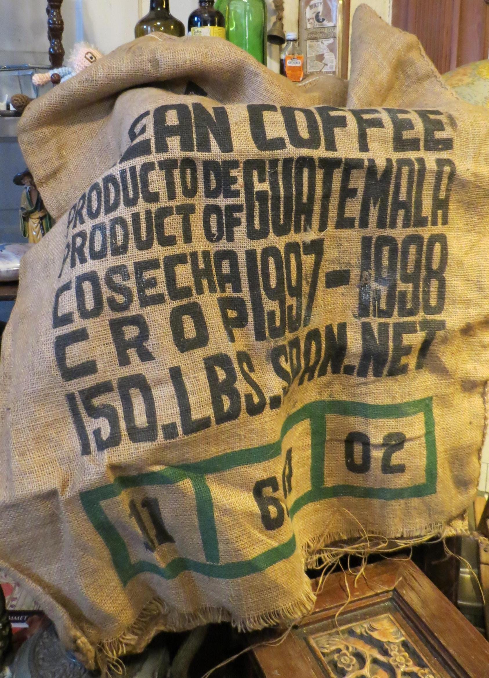 Vintage XL Burlap Bag - Clean Coffee From Guatemala Circa 1990s - Etsy
