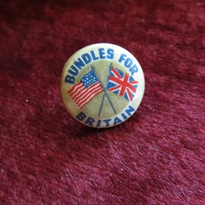 Vintage WWII Bundles for Britain Pinback circa 1940s World War II