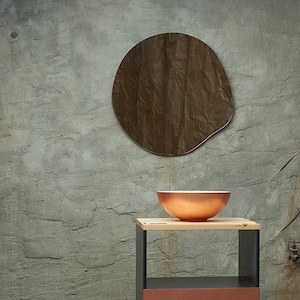 Upcycling design Irregular Mirror Forest Lake, bathroom design, bathroom decor, sustainable design, wooden, urban, loft style, industrial.
